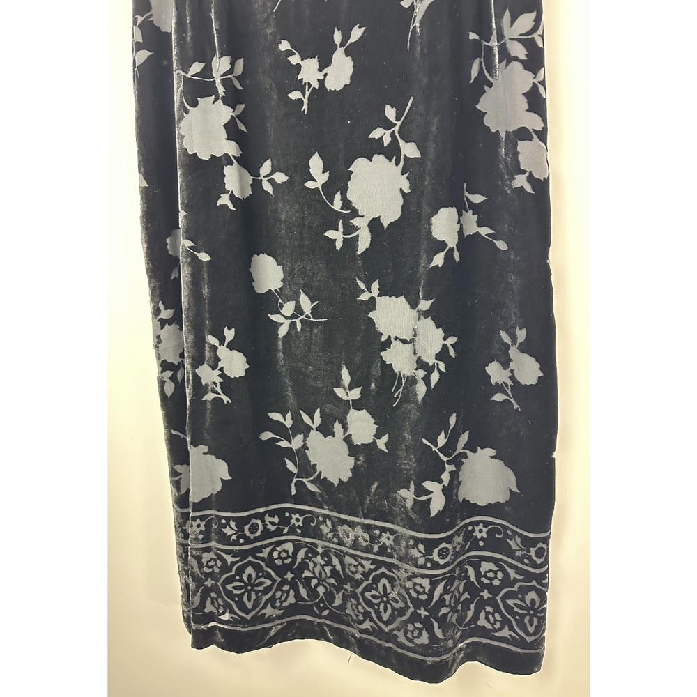 Talbots Black Burnout Velvet Skirt Silk Blend Size 16 Witchy Whimsigoth Fairy - Picture 4 of 11